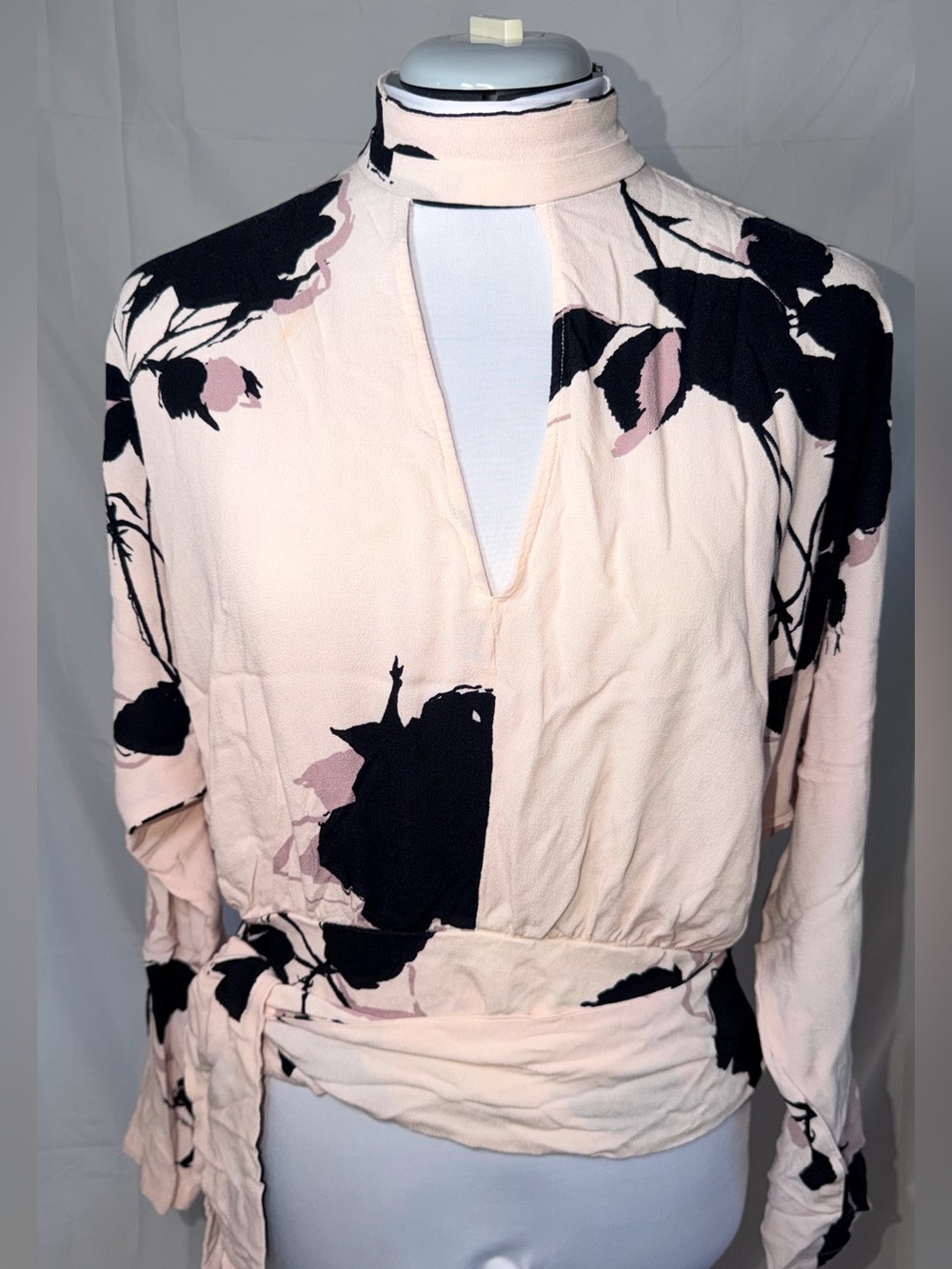 Free People Say You Love Me blouse pink with black/purple flowers
